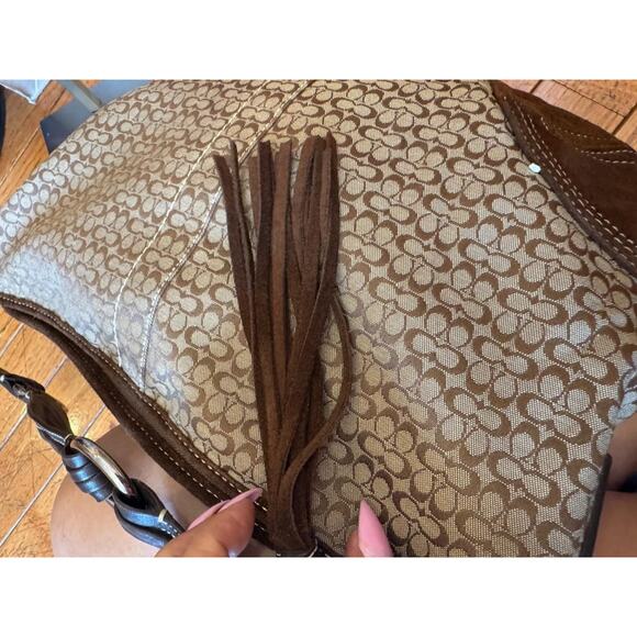 COACH 2158 BROWN Mini Signature Print Hobo Tote Handbag (100 - Picture 8 of 11